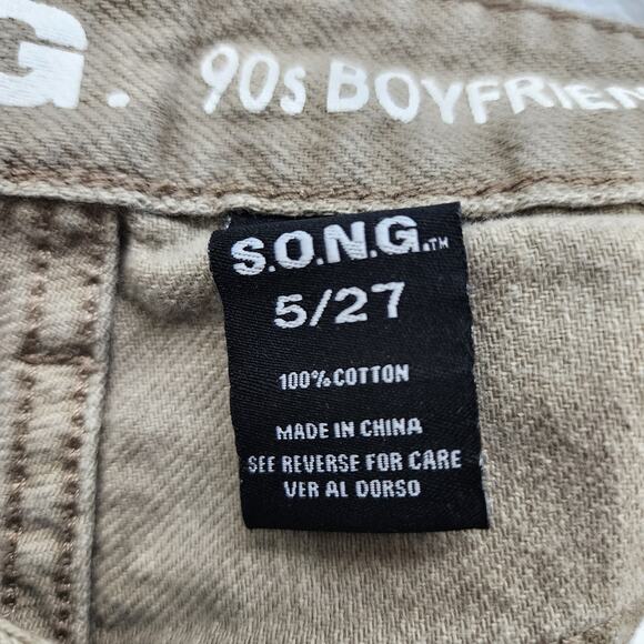 S.O.N.G. Jeans Women 5/27 Tan 90s Boyfriend Cargo Utility High Rise Straight Leg - Picture 7 of 14